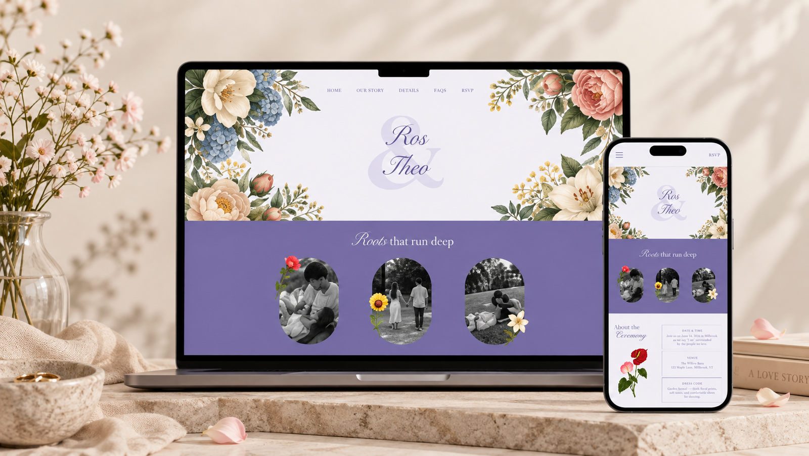 Evergreen wedding website design