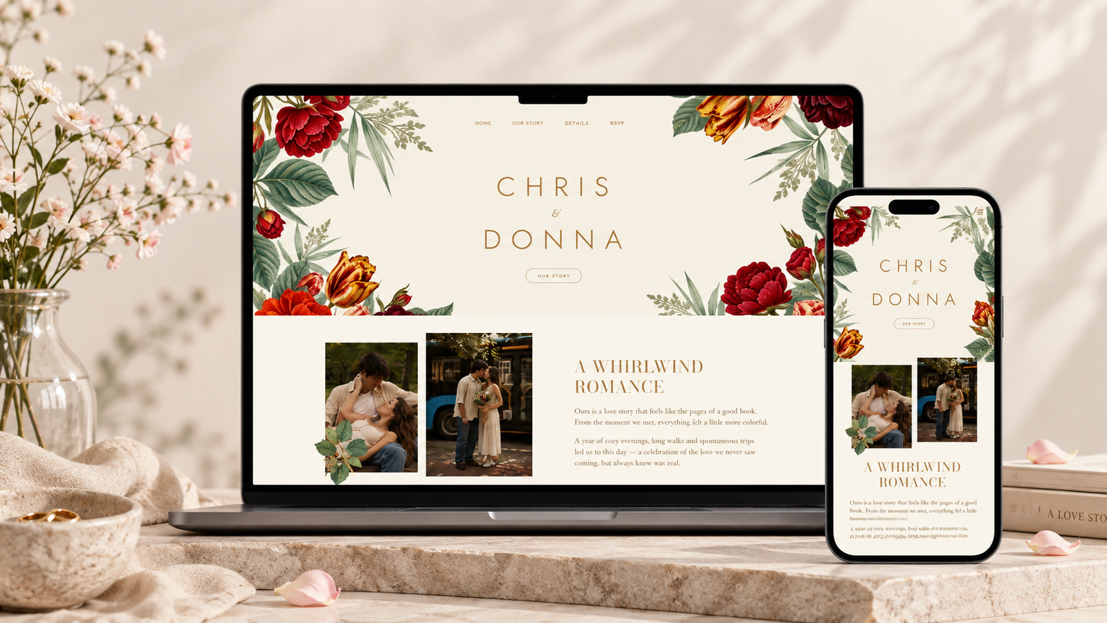 Porcelain wedding website design