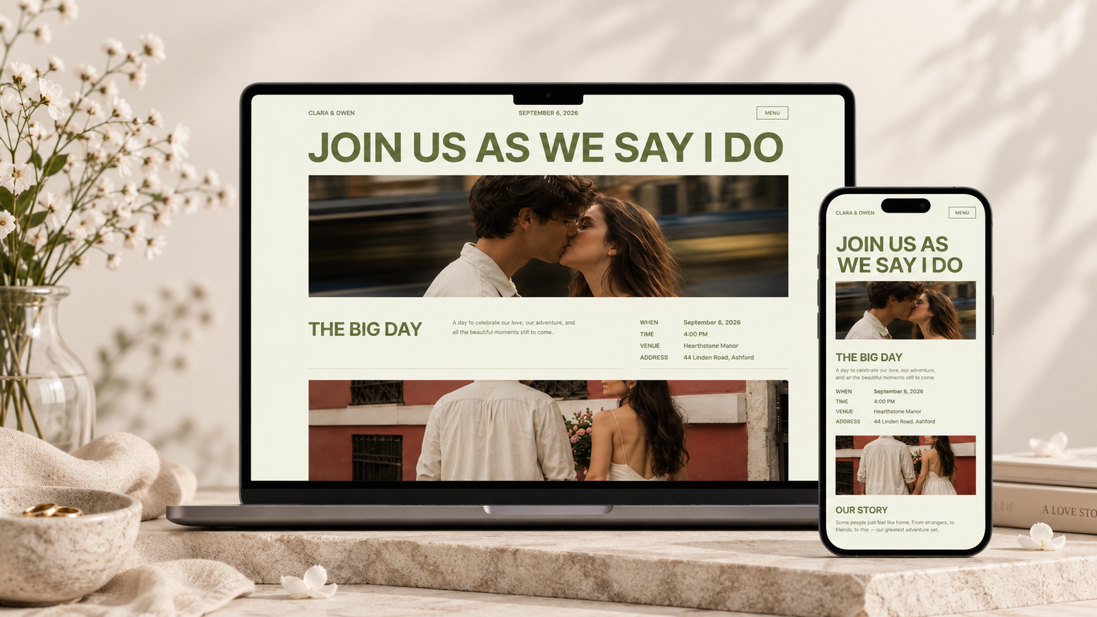 Harbor wedding website design