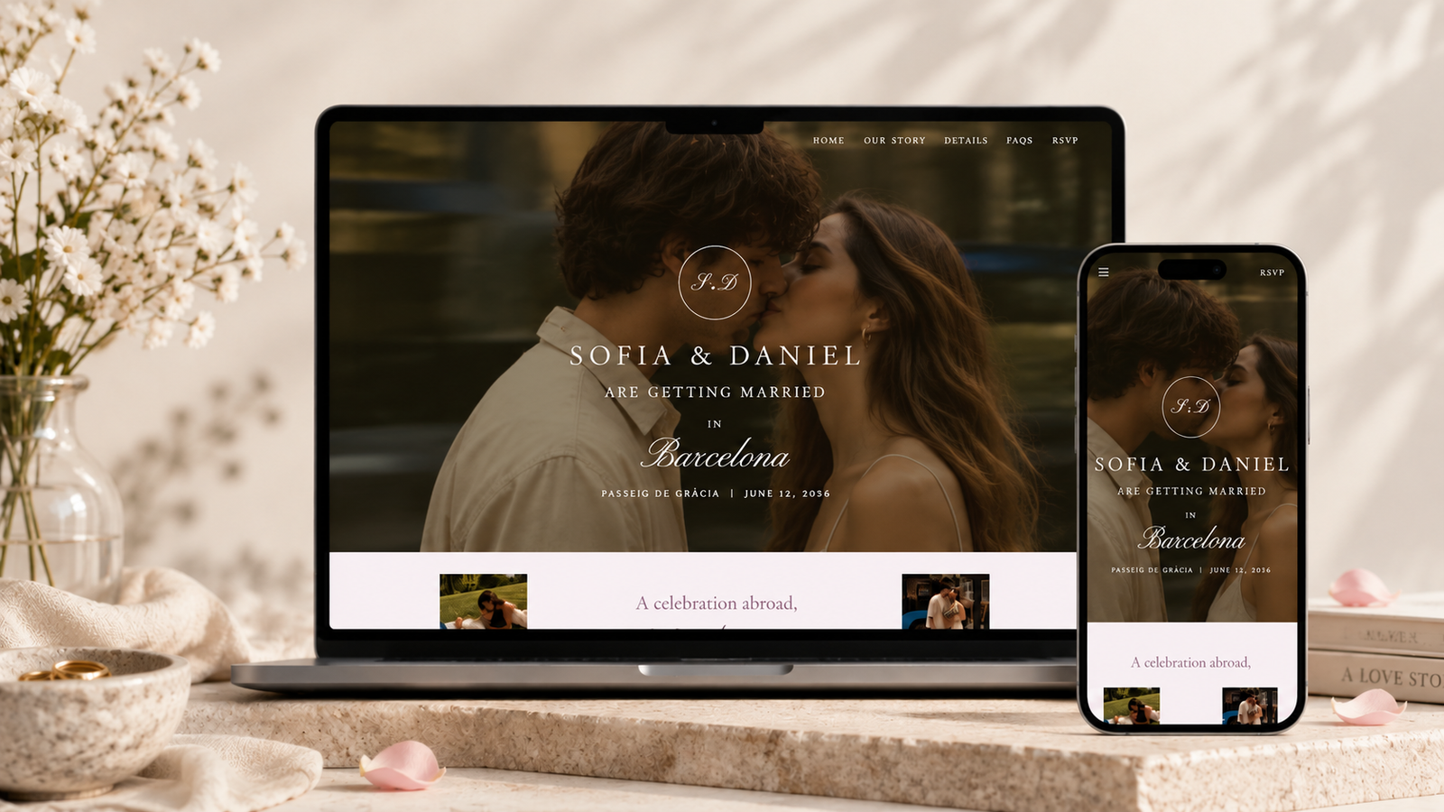 Sol wedding website design