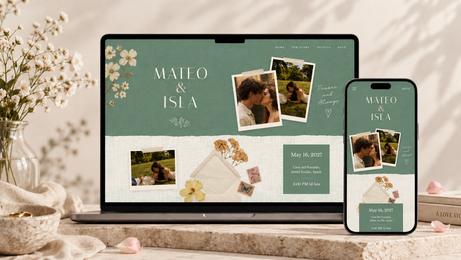 Naranjo wedding website design